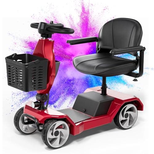 IQIRAF Foldable Mobility Scooters for Seniors, Black Powered Electric Wheelchair, 4 Wheel Lightweight Mobility Scooters for Adults, Mobility Scooter with Seat, Folding Travel Motorized Scooter