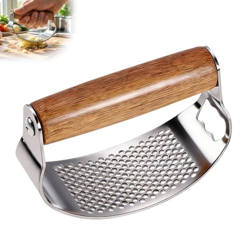 Upgraded Garlic Press Rocker, Manual Garlic Presser with Peeler, Wide Handle Garlic Chopper Grinder for Home Kitchen Gadgets Tools (1PC)