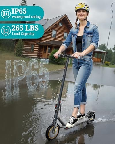 Qlaway Adult Electric Scooter with 350W Motor, 8.5" Solid Tires, Max Speed 19 MPH and 22 Miles Long-Range Portable Portable E-Scooter(Double Braking System & App) 8