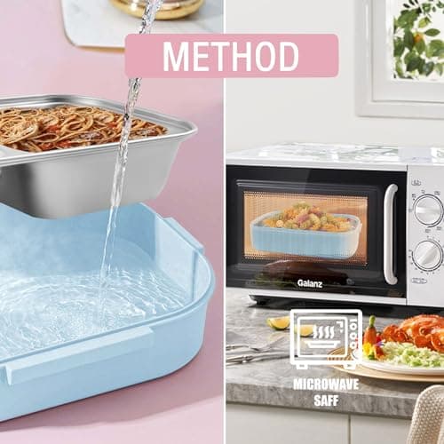 Tinaforld Adult Bento Box Lunch Box,All-in-one 2 Layers Stainless Steel Insulated Lunch Containers,47OZ Large Capacity Leakproof Thermal Food Containers for Men,Women(Blue) 7