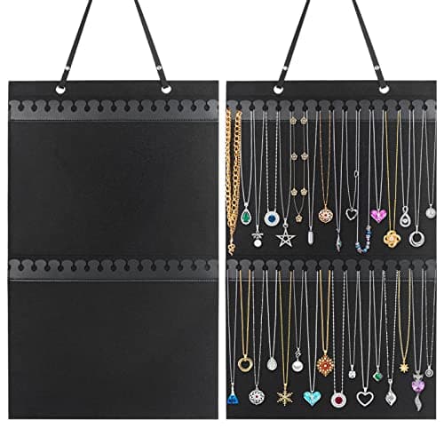 Caffox Hanging Necklaces Holder, Large Jewelry Organizer for Necklaces, Bracelets, and Ankles, Necklaces Display Storage Hanger for Wall, Closet and Door