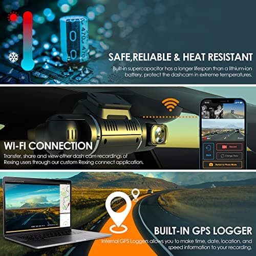 RexingUSA V2 PRO AI Dash Cam 3-Channel Front/Cabin/Rear 1080p Recording with Mobile App Night Vision Camera w/Front Collision Warning, Pedestrian Alert, Lane Departure Warning,Clear to Go Alert 6