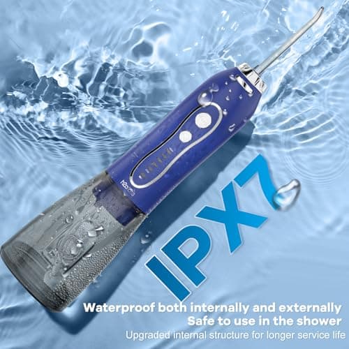 H2ofloss Water Dental Flosser Pick for Teeth: 5 Modes Cordless Portable 300ML Larger Tank Water Teeth Cleaner IPX7 Waterproof Flossing Cleaning Picks for Home Travel Dark Blue 5