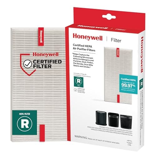 Honeywell HEPA Air Purifier Filter R, 1-Pack for HPA 100/200/300, 3000 and 5000 Series - Airborne Allergen Air Filter Replacement Targets Wildfire/Smoke, Pollen, Pet Dander, and Dust
