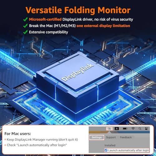 Upperizon Portable Monitor Foldable Dual Screen 15.6 inch FHD 107% sRGB IPS HDMI USB-C Travel Monitor for Laptop Mac PC Windows, DisplayLink Stacked Screen Extender with Kickstand, VESA Compatible 6