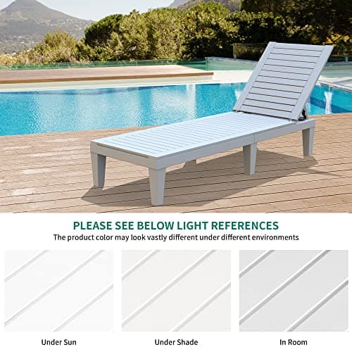 YITAHOME Outdoor Chaise Lounge Chairs Set of 4 with Adjustable Backrest, Sturdy Loungers for Patio & Poolside, Easy Assembly & Waterproof & Lightweight with 265lbs Weight Capacity, Grayish-White 7