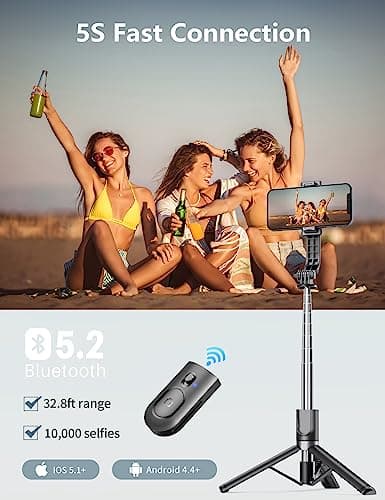 Selfie Stick Tripod with Light, 45'' Selfie Stick with Wireless Remote, Portable Phone Tripod Compatible with iPhone 16/15 Pro Max/15/14 Pro/14/13, Samsung S22/ S23 Ultra/Android Smartphone 5