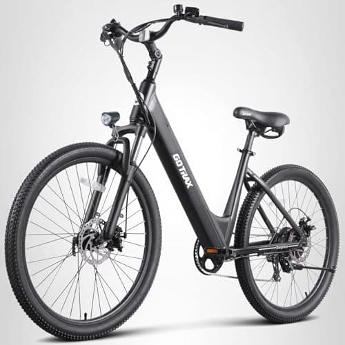 Gotrax 26" Electric Bike, Max Range 30Miles(Pedal-assist1) & 15.5/20Mph Power by 250/350W, 3 Riding Modes & Adjustable Seat, 7-Speed & Front Shock Absorber, Commuter Electric Bicycle for Adults, Black 10