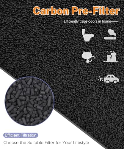 Popurure MD1-0022 Replacement Filter Compatible with Vornado Air Purifier, Model AC300 AC350 AC500 AC550 PCO200 PCO300 PCO375DC PCO500 PCO575DC, with 2 HEPA Filter MD1-002 + 4 Carbon Filter MD1-0023 5