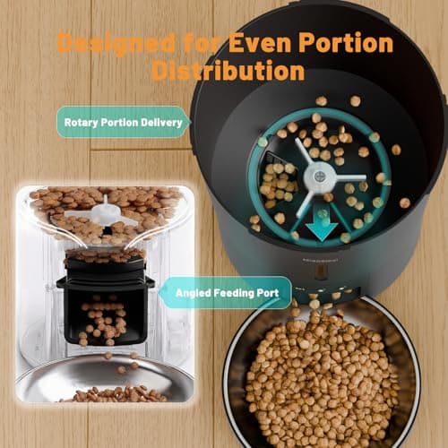Miaosical Automatic Cat Feeder,2.4G WiFi Timed Auto Cat Food Dispenser with 10s Voice Recorder,Dual Power Supply,4.2L Auto Cats Feeder(Black, 4.2L WiFi Single Bowl) 5