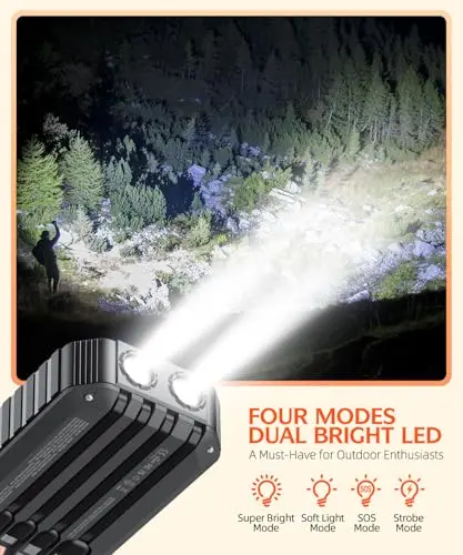 QiSa Solar Charger Power Bank 40000mAh Built in 4 Cables and Hand Crank, Portable Charger 22.5W Fast Charger 6 Outputs & 4 Inputs External Battery Pack with Bright Flashlight and Compass 6