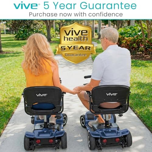 Vive 4 Wheel Mobility Scooter - Electric Powered Wheelchair Device - Compact Heavy Duty Mobile for Travel, Adults, Elderly - Long Range Power Extended Battery with Charger & Basket 9