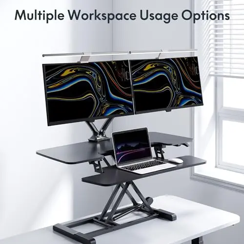 FlexiSpot Dual Monitor Stand for Desk Adjustable Spring Monitor Arm Desk Mount Hold up to 3.3 to 11lbs Vesa Dual Monitor Mount with C Clamp for 10 to 27 Inch Computer Screens 3