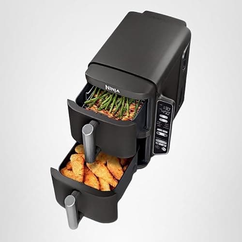 Ninja Air Fryer, 8 QT DoubleStack 2-Basket, Space Saving Design, Cooks 2lb Chicken Wings, Feeds up to 6 People, 6-in1 Air Fryer, Roast, Bake & More, Easy to Clean, Dishwasher Safe Parts, Black, SL201 16