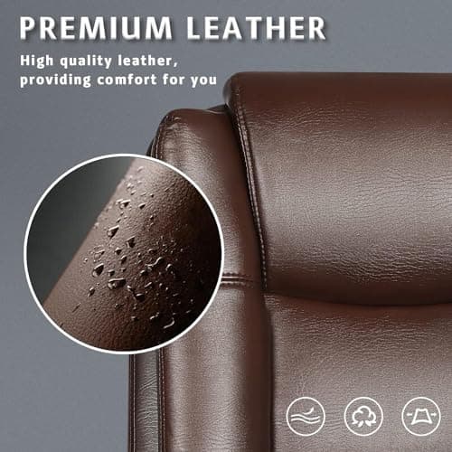 LEMBERI Office Desk Chair, High Back Executive Computer Chair, Ergonomic Big and Tall Adjustable PU Leather Chairs with Padded Armrest for Long Time Sitting (Brown) 5