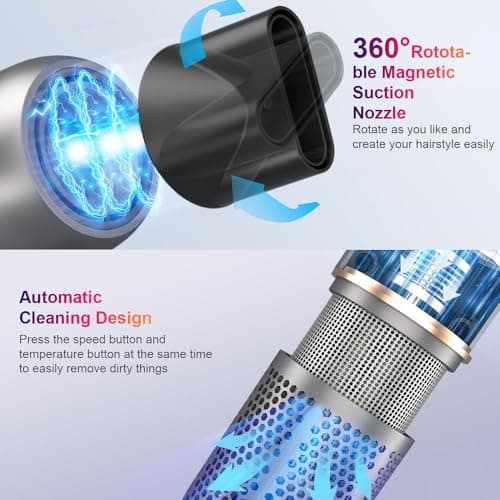 JINRI Hair Dryer, High Speed Ionic Low Noise Blow Dryer with Brushless Motor for Fast Drying, Thermo-Control Quiet Compact Hair Blow Dryer with Magnetic Nozzle for Home Travel Salon, 360g, Silver 5