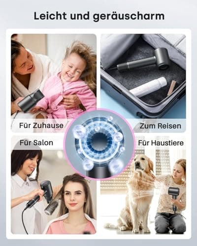 Hair Dryer with Diffuser, 500 Million Negative Ionic Blow Dryer for Fast Drying, 120000RPM High Speed Hairdryer, Professional Dryer with Diffuser and Nozzle Lightweight Low Noise, 4 Temps & 3 Speeds 7