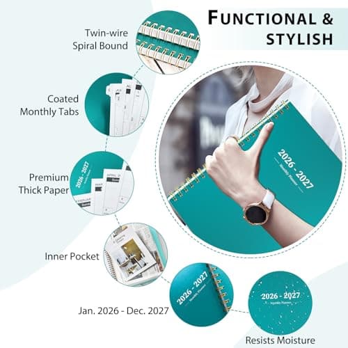 Ymumuda 2026 Planner-2 Year Monthly Planner 2026-2027, JAN.2026 - DEC.2027, 8.5" x 11", 26-27 Monthly Calendar,Large Planner with Spiral Bound, 24 Months Perfect for School Office Schedule 4