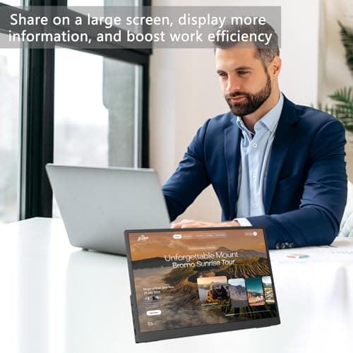 Viyivwine Portable Monitor Touchscreen, 15.6''Laptop Screen Extender, FHD IPS Touch Screen, Travel Monitor with Kickstand & Speaker, HDMI USB C External Monitors for Laptop Phone Computer Xbox Switch 8