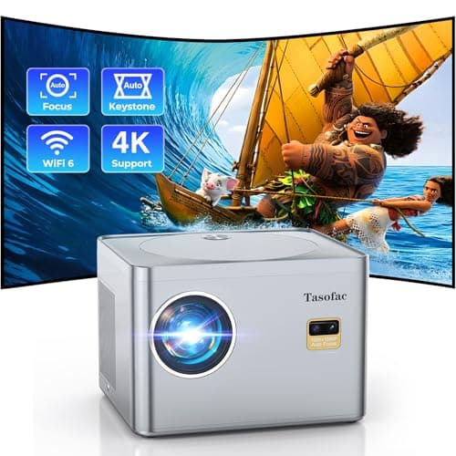 Projector 4K,【Auto Focus/Keystone】Projector with WiFi and Bluetooth, Native 1080P 800ANSI Outdoor Movie Projector, Auto 6D Keystone & 50% Zoom, Mini Projector for Bedroom/Home Theater with USB, HDMI