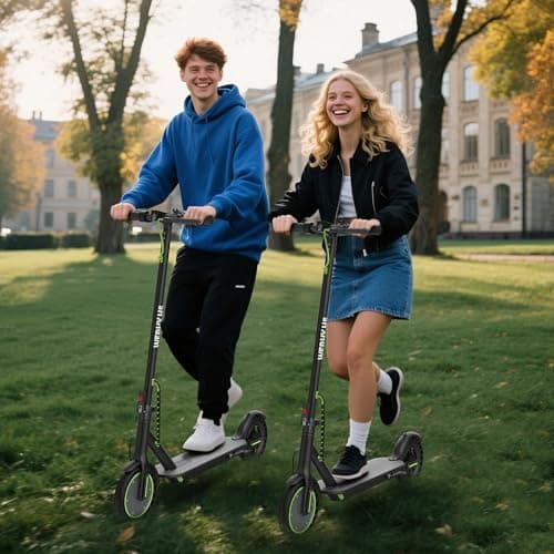 Electric Scooter with 8.5" Solid Tire, 350W Powerful Motor & 19MPH Top Speed, 16 Miles Long Range, Folding E Scooter with Dual Braking for Teens and Adults 9