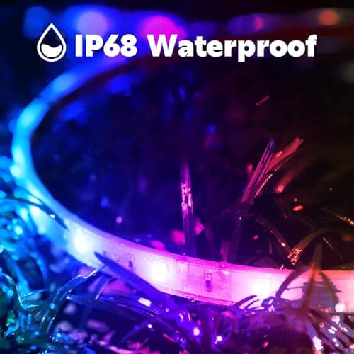 FBZ 100Ft Outdoor Waterproof LED Strip Lights,Music Sync RGB IP65 Led Lights with App Control and Remote,Color Changing Waterproof Led Rope Lights for Outdoor,Balcony,Roof,Garden,Stairs Party 7