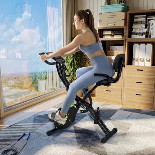 Caromix Folding Exercise Bike, 5 in 1 Stationary Bike with 16-Level Adjustable Magnetic Resistance, 330LB Capacity Indoor Workout Bike, Foldable Exercise Bike for Seniors and Adult 8