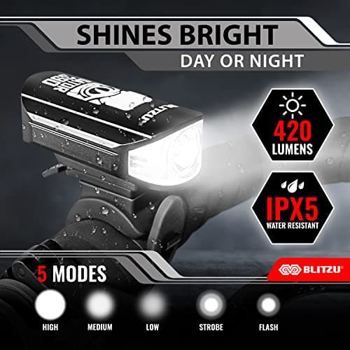 Bike Lights for Night Riding, Super Bright Bicycle Reflectors, USB Rechargeable Bike Lights Front and Back, Water-Resistant, 4+5 Modes Headlight Taillight Set for Safety, Men, Women & Kids Gator 390 5