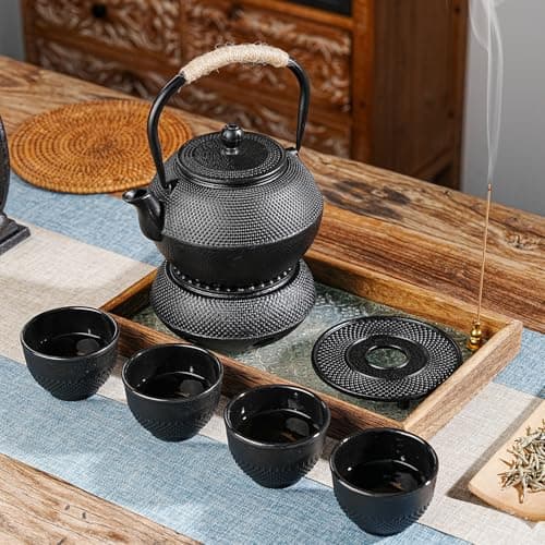 Sungmor Black Cast Iron Teapot Warmer - Japanese Tea Heater Base with Candle Holder, Heat Retaining Stand for Tetsubin or Glass & Ceramic Teapots 7
