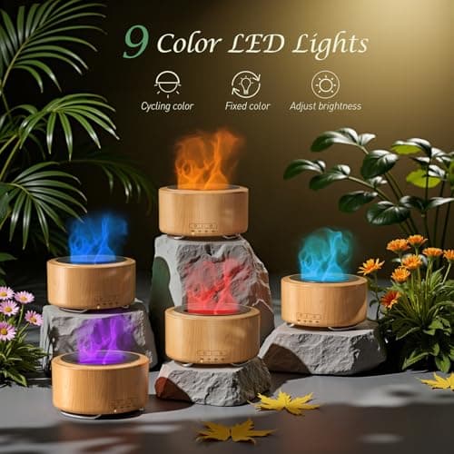 Emochies Aroma Diffuser for Office: 500ML Essential Oil Diffuser for Hotel Home Yoga Room, Humidifier with 9 Colors LED Night Light for Kids/Women Home Relaxation, Lemon Yellow 6