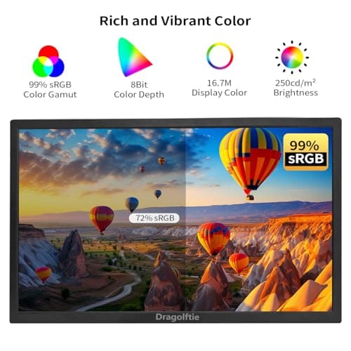 Dragolftie 21.5 Inch Touchscreen Monitor FHD 1920x1080P, Built-in Speakers, VESA Supports, 10-Points Computer Touch Screen PC Display with Type-B HDMI VGA Port, 75Hz Desktop Touch Display, Black 5