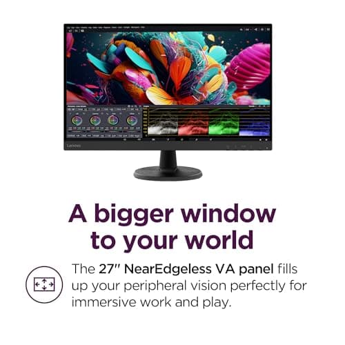 Lenovo D27-40 - All-in-One Monitor - 27" FHD Display - 75Hz Refresh Rate - Natural Low Blue Light - AMD FreeSync™ - 0.4ms MPRT - Raven Black - Tilt Stand 5