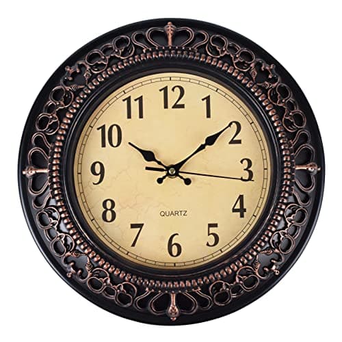 FAERIE Wall Clock for Living Room Decor Large Battery Operated,12 Inches Round Bathroom Silent Kitchen Wall Cute Small Non Ticking Modern Analog Clock