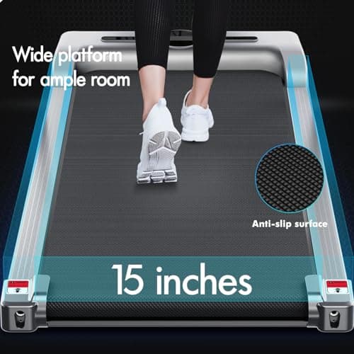 BLACK LORD Walking Pad with Handle Bar, 2.7 HP Quiet Foldable Under Desk Treadmill with Bluetooth Speaker, Portable Running Treadmills for Home, LED Display, App/Remote Control, 330lbs Capacity,Silver 7