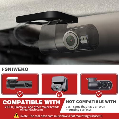 FSNIWEKO Rear Dashcam Mount for 5th Gen Toyota 4Runner 2010-2023 - Toyota 4Runner Accessories Camera Clip - Mount for Cameras Requiring Flat Surface 6