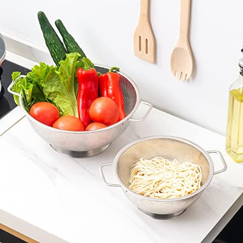 Gulex Colander Stainless Steel 3-Quart, Strainer for Kitchen Food, Dishwasher Safe 7