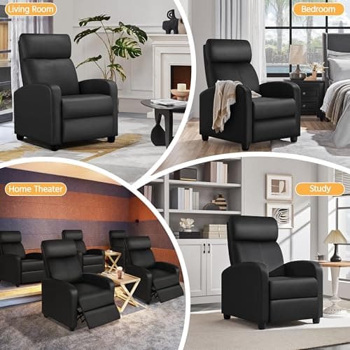 Yaheetech Recliner Chair PU Leather Recliner Sofa Home Theater Seating with Lumbar Support Overstuffed High-Density Foam & Pocket Springs, Push Back Recliners Armchair for Living Room 7
