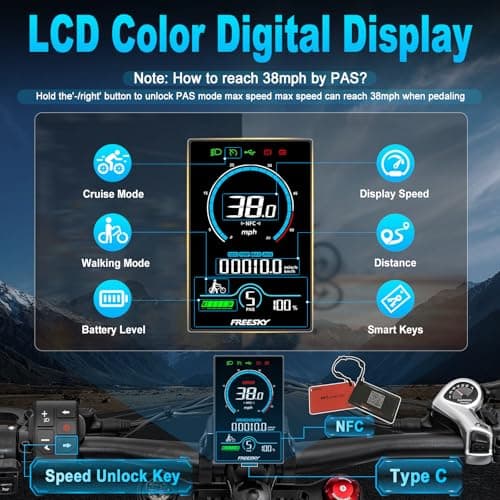 FREESKY Swift Horse Pro 2025 Electric Bike with 2000W BAFANG Motor, 48V 30Ah Battery, 26" Fat Tires, Up to 35MPH &120-Mile Range, Full Suspension Mountain EBike for Adults, Rear Rack &Full Fenders 8