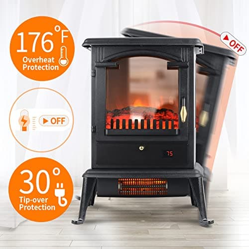 VOLTORB Freestanding Portable Electric Fireplace Heater Stove w/Remote Control 7