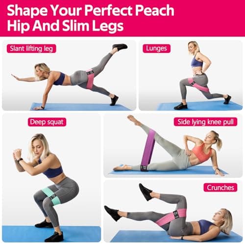 WALITO Resistance Bands for Working Out, Fabric Exercise Bands for Legs and Butt, Workout Bands for Women and Men, Booty Band for Yoga Starter Set, Pilates, Rehab, Fitness and Home Workout 5
