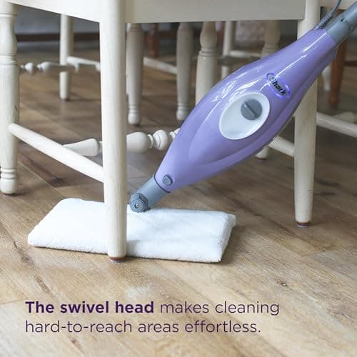 Shark Steam Pocket Mop with 2 Washable Double-sided Pads, Steam Sanitization, Swivel Steering, Lightweight, Steam Cleaner for Sealed Hard Floors, Hardwood, Marble, Tile, Purple, S3501 7