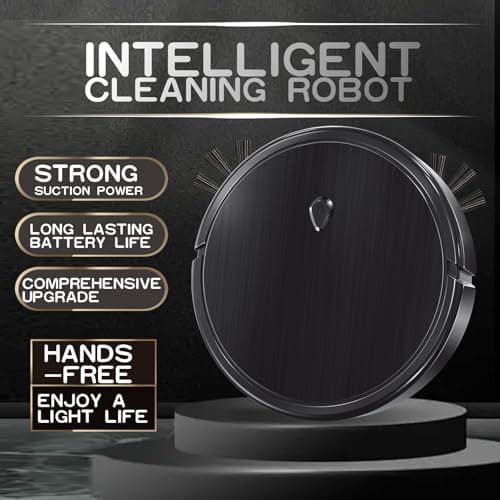 Robotic Vacuum Cleaner, Robot Vacuum and Mop Robot Vacuum Small Low-Noise, Tangle-Free Suction,Advanced Obstacle Avoidance,Ideal for Hard Floor, Pet Hair, Carpet,Easy of Use. (Black) 7