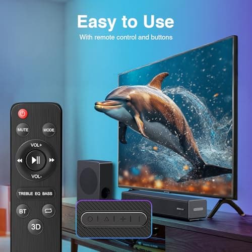 GEOYEAO 2.1 ch Soundbar with subwoofer, Dolby Digital 100W Sound Bars TV Speaker Home Theater Audio Surround Sound System, HDMI eARC/Bluetooth/DSP/Remote Control External Speakers for Smart TVs 5