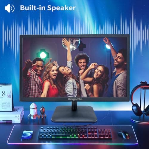 Dragolftie 21.5 Inch Touchscreen Monitor FHD 1920x1080P, Built-in Speakers, VESA Supports, 10-Points Computer Touch Screen PC Display with Type-B HDMI VGA Port, 75Hz Desktop Touch Display, Black 6