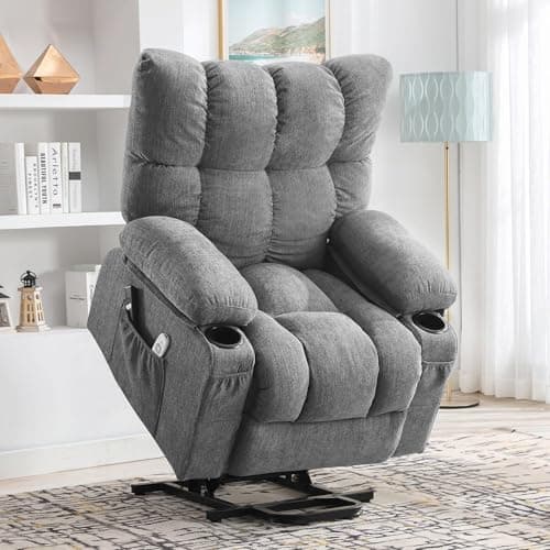 KWKSV Power Lift Recliner Chair for Elderly with Vibration Massage and Lumbar Heating Electric Recliner Sofa with Cup Holders and USB Charge Port for Living Room Comfort 9