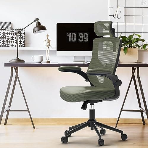 Home Office Chair, Ergonomic Comfy Desk Chair, High Back Computer Chair- Adjustable Headrest with Flip-Up Arms, Lumbar Support, Swivel Executive Task Chair (Hunter Green, Modern) 8