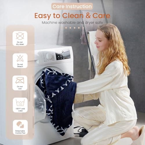 Heated Throw Blanket Electric Blanket with Built-in Button Controller 50"x60" One-Touch Ultra Cozy Soft Warm Heating Electric Blanket with 4 Heat Levels & 4 Hours Auto-Off Overheat 7