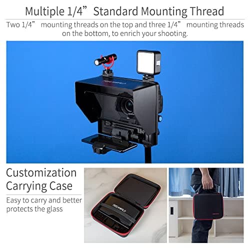 FEELWORLD TP10 10" Portable Foldable Teleprompter for Up to 9" Phone & mini Tablet Prompter Phone DSLR Camera Video Record for Live Stream Interview Speech with Remote Control 7