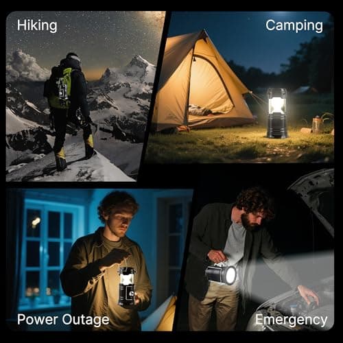 Lichamp Collapsible Portable Solar Camping Lantern, USB Rechargeable LED Flashlight - Survival Kits for Power Outages Hurricane Supplies Emergency, Indoor & Outdoor, 4-Pack 8