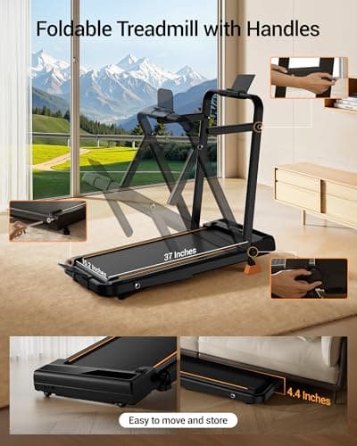 3 in 1 Walking Pad Treadmill with 16% Incline, Folding Treadmill with Handle Bar, Portable Treadmills for Home Small, 330 Lbs Capacity 7